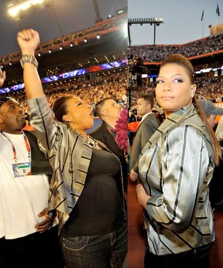 Queen Latifah hit tonights Superbowl at the Dolphins Stadium to ...