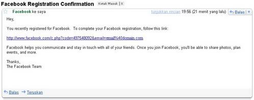 facebook verification email